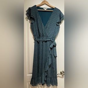 Lauren Conrad size large short sleeve sundress, green with yellow flowers